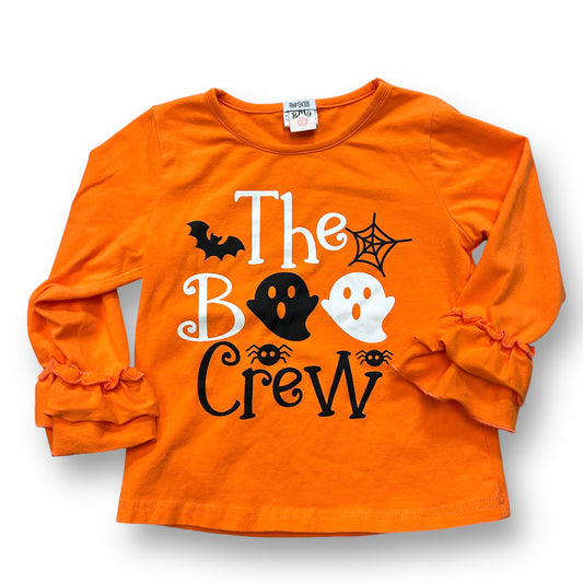 Girls BMG Size 3/4 Orange Halloween Boo Crew Ruffle Sleeve Top