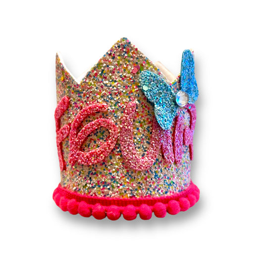 Glitter Confetti 4th Birthday Crown