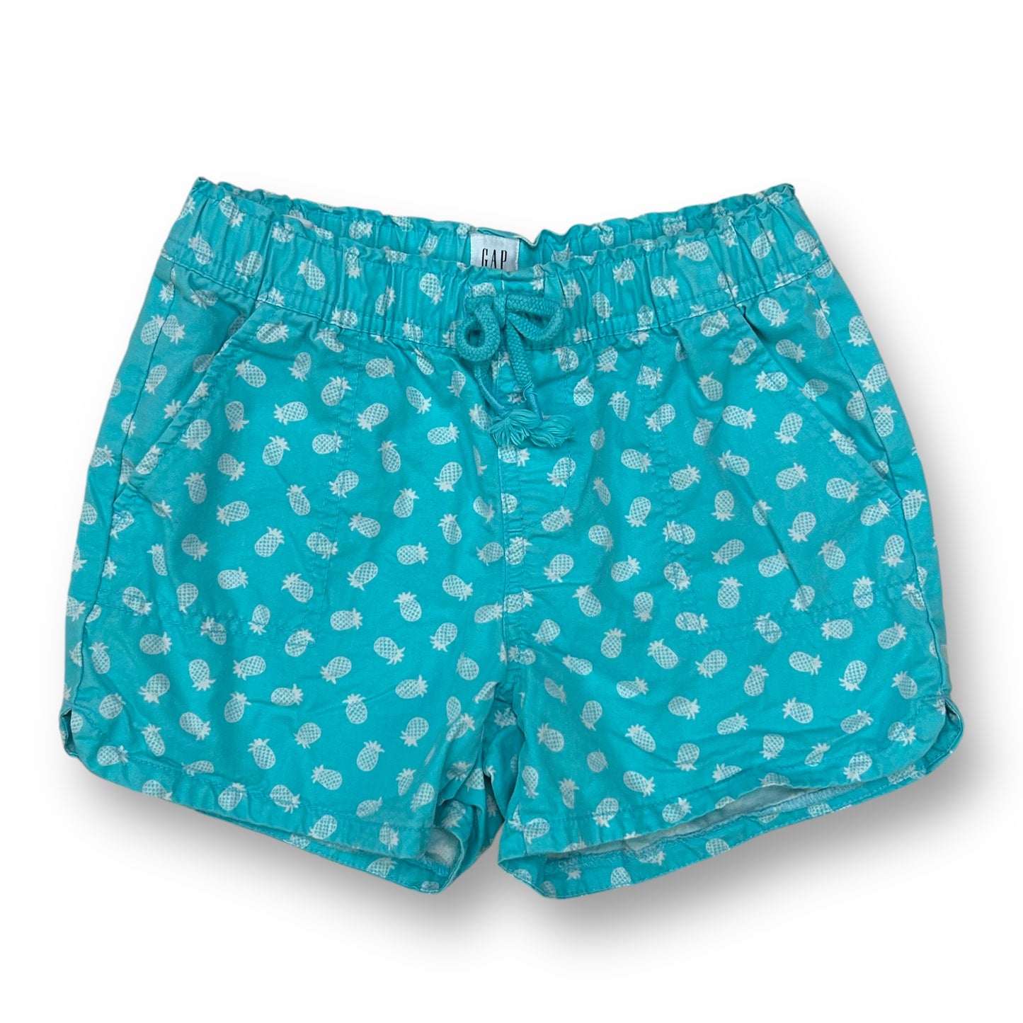 Girls Gap Kids Medium Size 8 Aqua Pineapple Print Pull-On Cotton Shorts