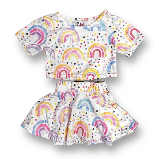 Girls Bad Kitty Size 12 Months White Rainbow Print Soft 2-Pc Outfit