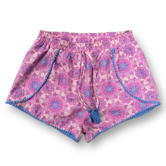 Girls Japna Kids Size 10 Pink/Blue 100% Polyester Elastic Waist Boho Shorts