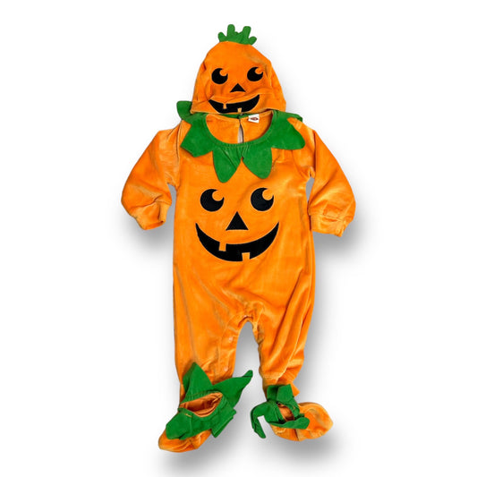 Boys Size 3-6 Months Orange Velour Pumpkin 3-Pc Outfit