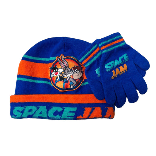 Boys Space Jam Size Kid Size Blue Winter Hat & Gloves