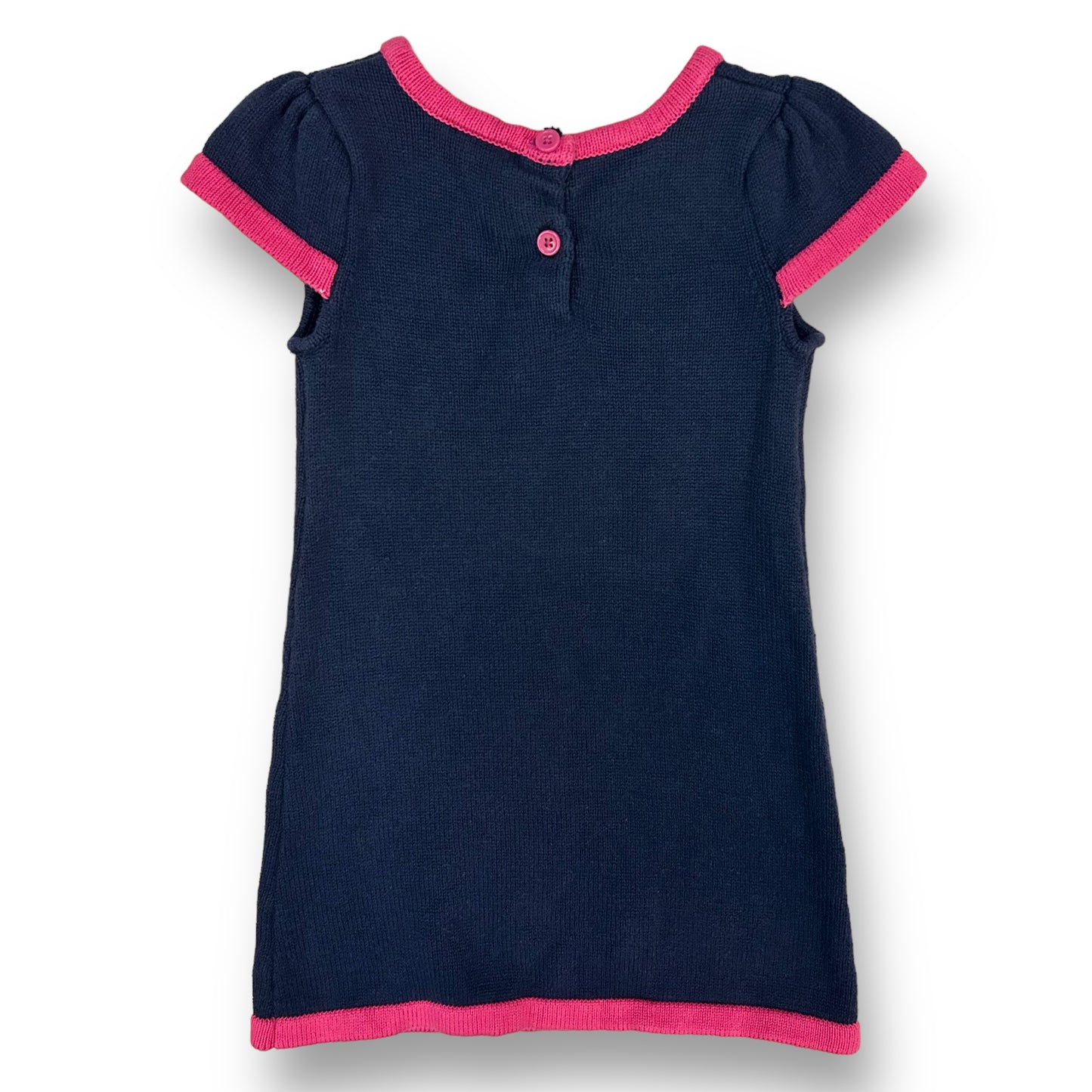 Girls Gymboree Size 2T Navy & Pink Knit Flower Accent Sweater Dress