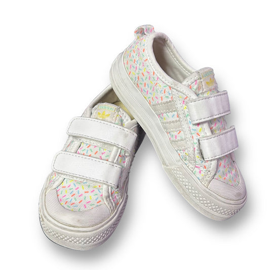 Adidas Toddler Girl Size 7 White Sprinkle Print Easy-On Sneakers