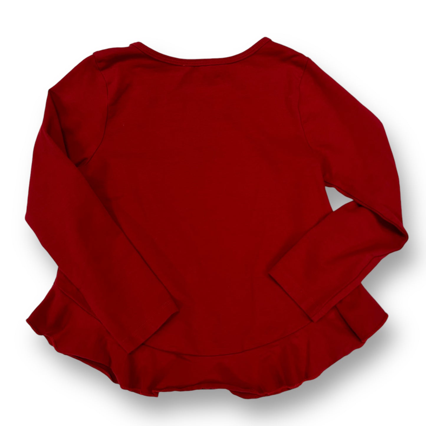 Hannah Banana Boutique Girls Size 5 Red Christmas Tree Long Sleeve Ruffle Shirt