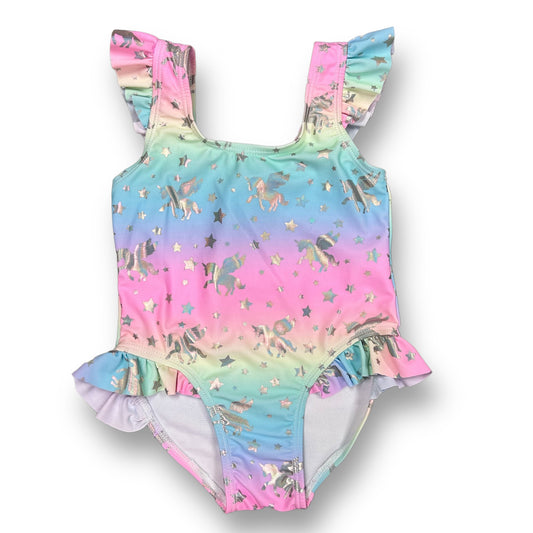 Girls' tie-dye unicorn print one-piece swimsuit