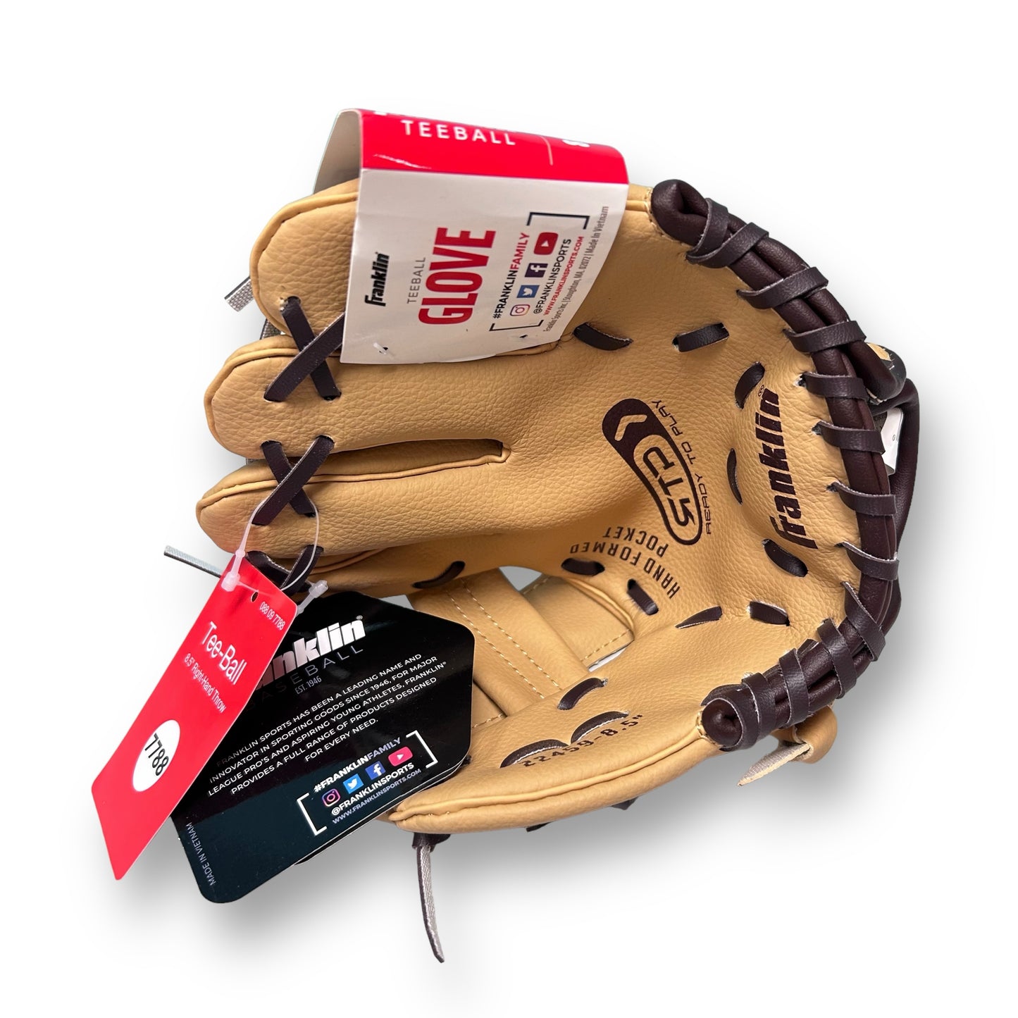 NEW! Franklin RTP Size 8.5" Right-Handed Teeball Baseball Glove