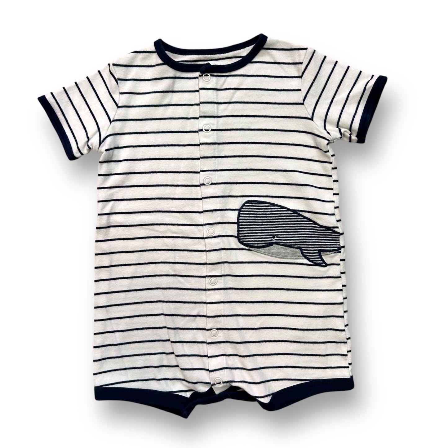 Carter's Boys Size 18 Months One Piece Snap Up Striped Whale Romper