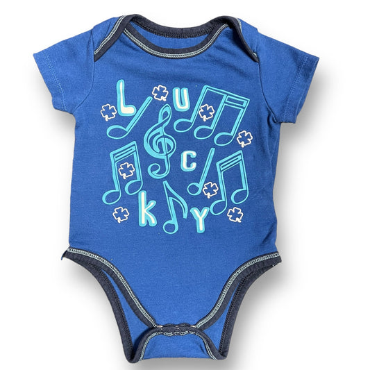 Boys Lucky Size 6-9 Months Blue Music Notes Onesies