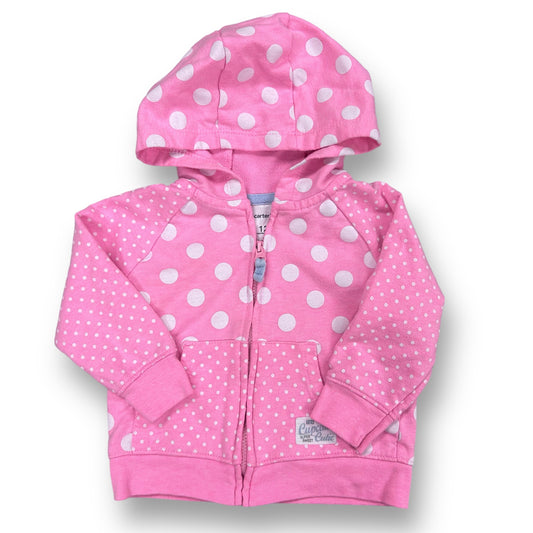 Girls Carter's Size 12 Months Pink & White Polka Dot Hooded Jacket