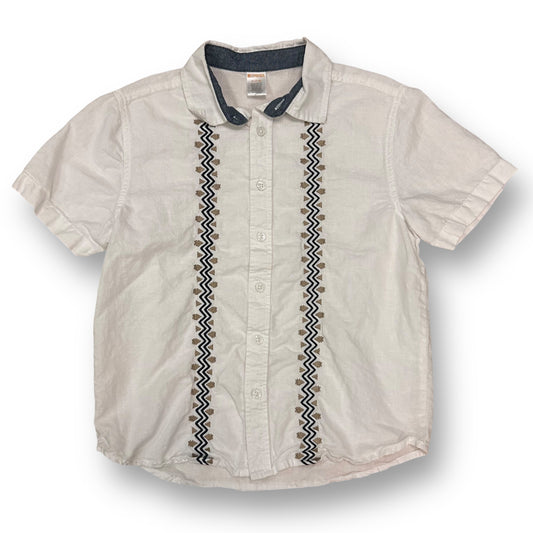 Boys Gymboree Size 7/8 White Embroidered Short Sleeve Button Down Shirt