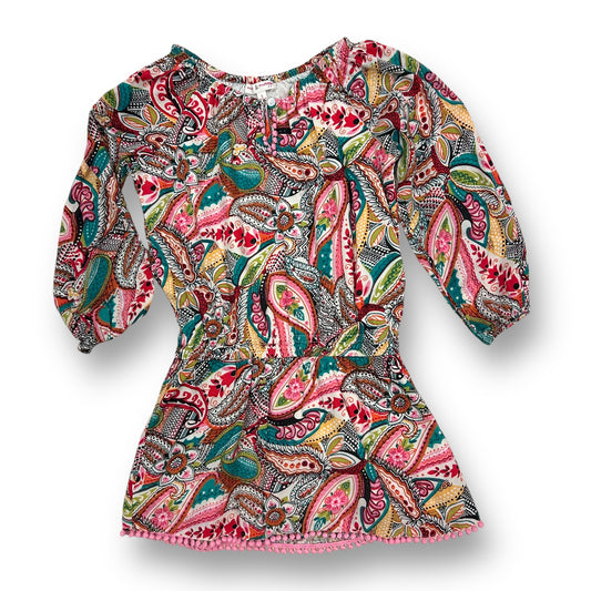 Mimi & Maggie Girls Size 5 Long Sleeve Blouse Paisley Print Pom Lined Tunic