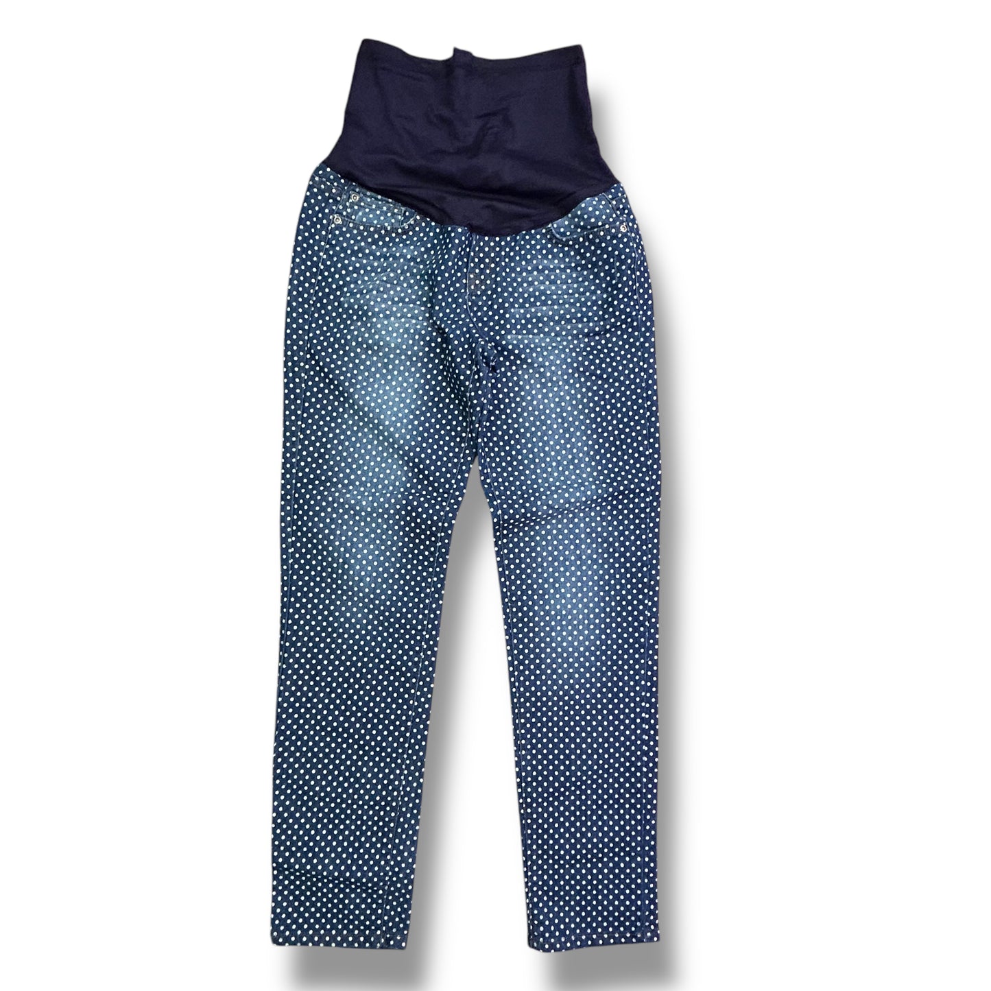 Pink Blush Size 9 Denim Polka Dot Full Panel Maternity Jeans