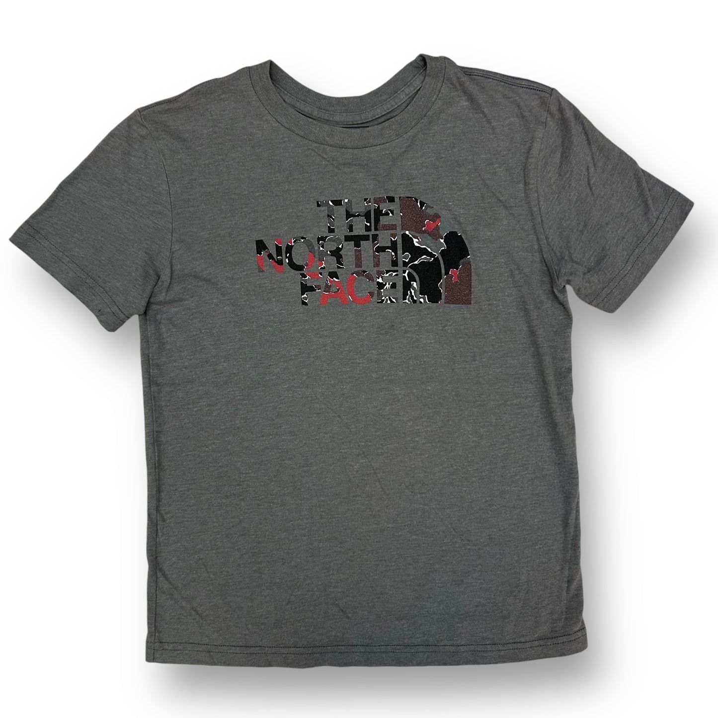 The North Face Youth Boy Size 10/12 Gray Logo Printed Short Sleeve Tee