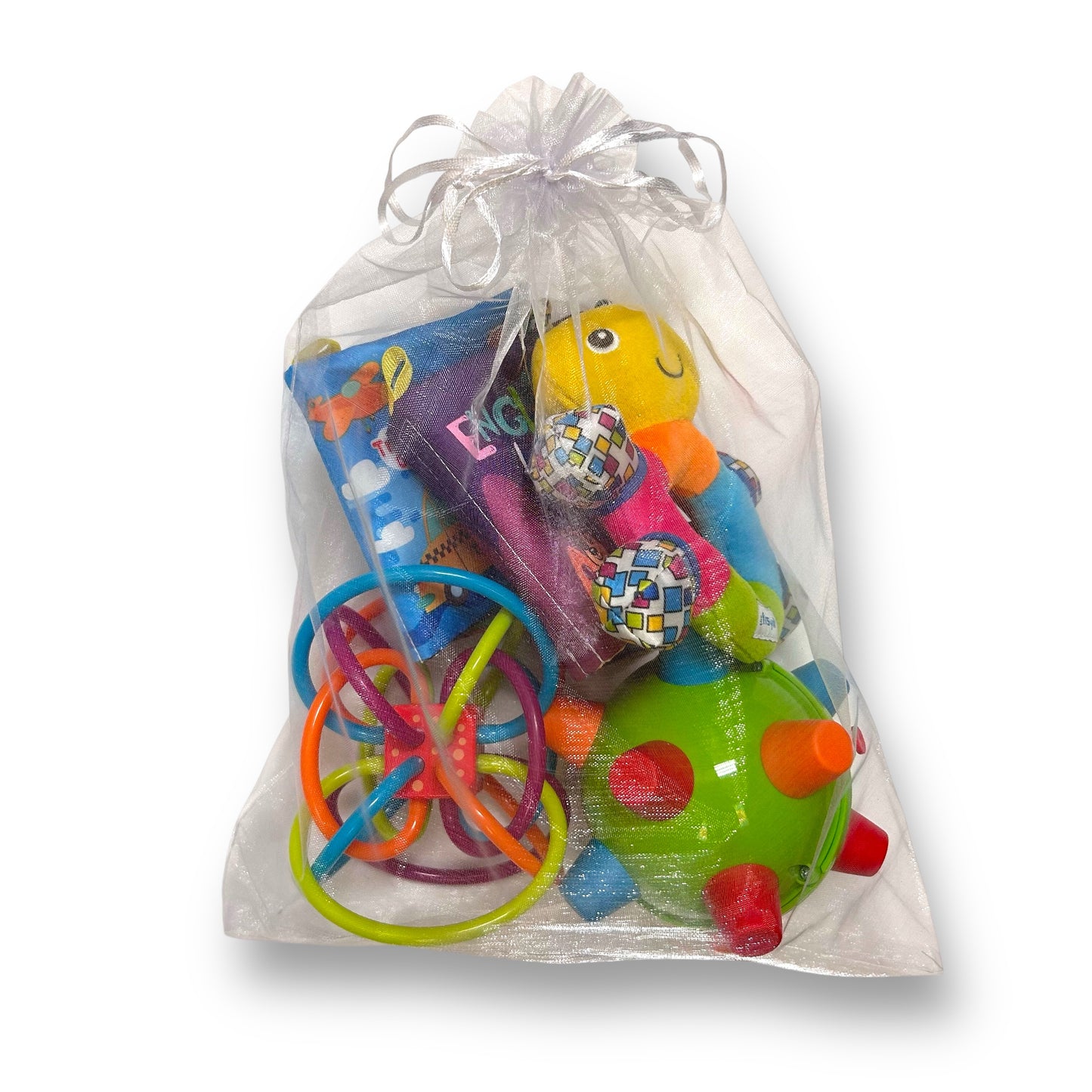 Collection of Baby Toys and Rattles in Organza Bag