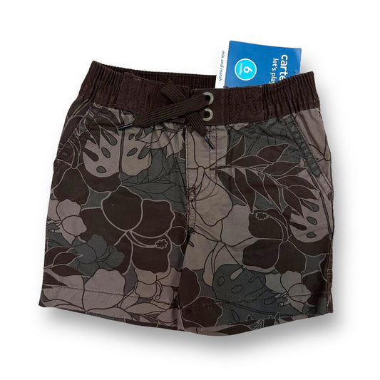 NEW! Boys Carter's Size 6 Months Brown Tropical Pull-On Shorts