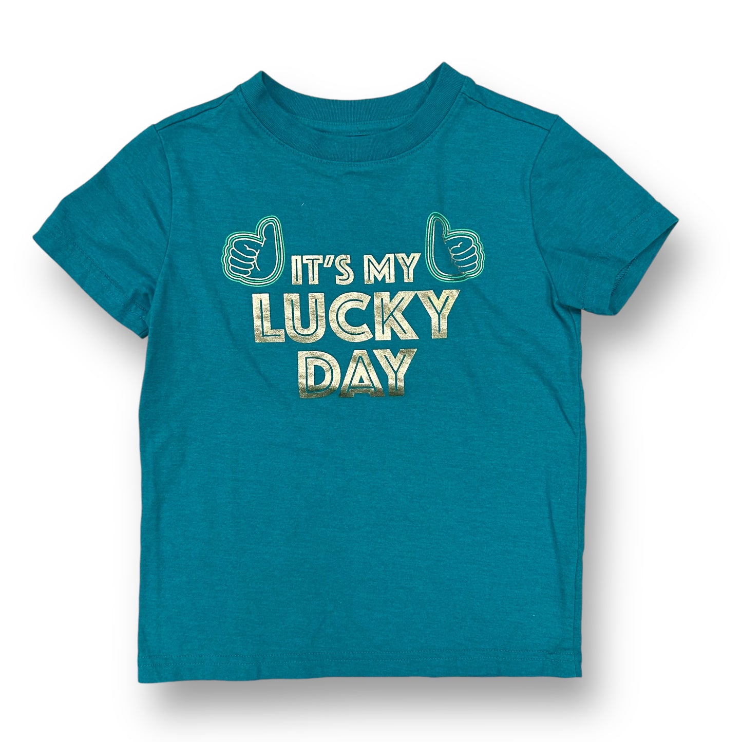 Boys Cat & Jack Size 4/5 XS Green St. Patty's Day Short Sleeve Shirt