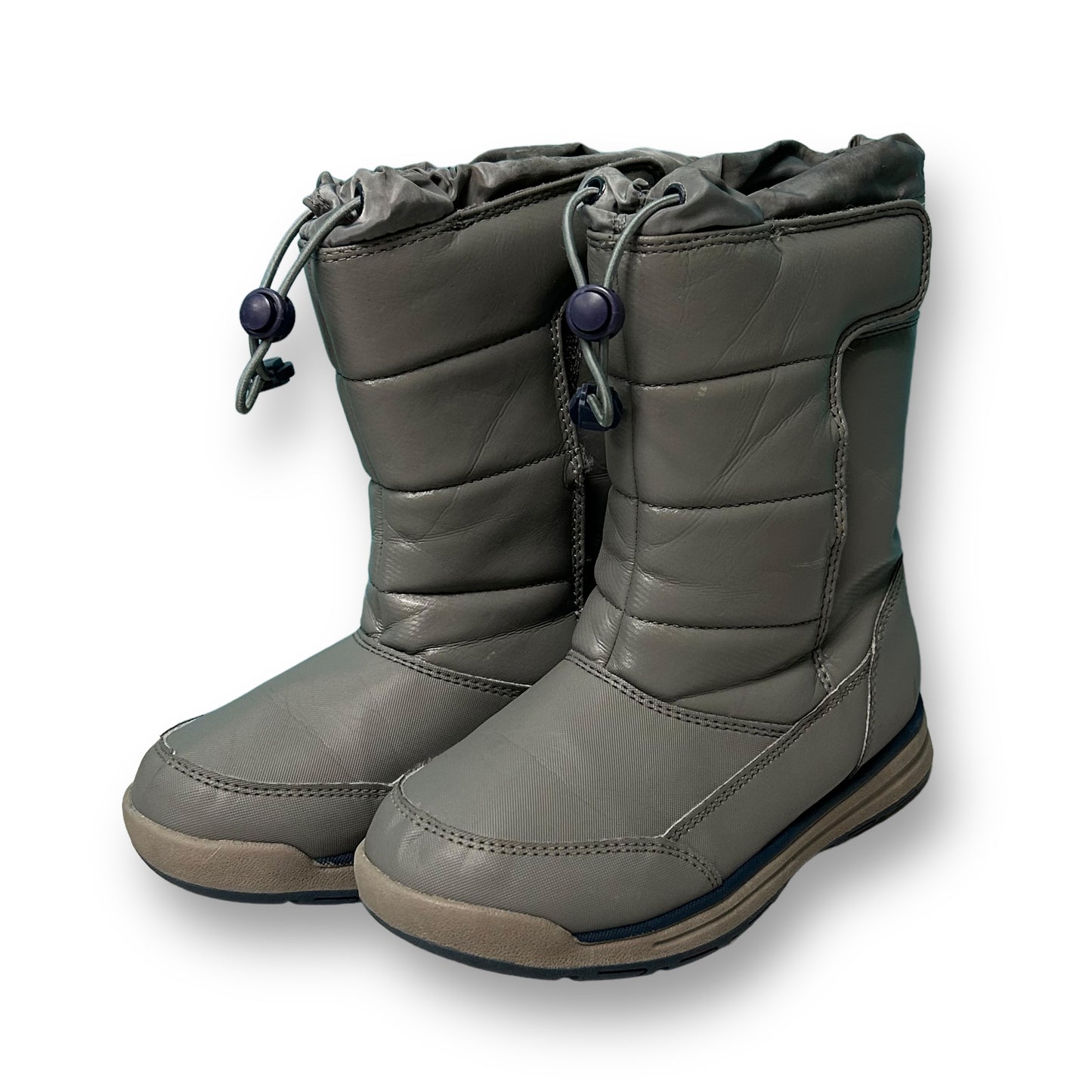 Lands End Youth Size 2 Gray Weatherproof Drawcord Snow Boots