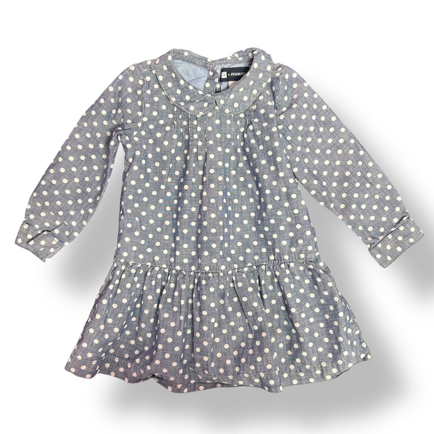 Gap Size 3T Girls Long Sleeve Polka Dot Denim Dress