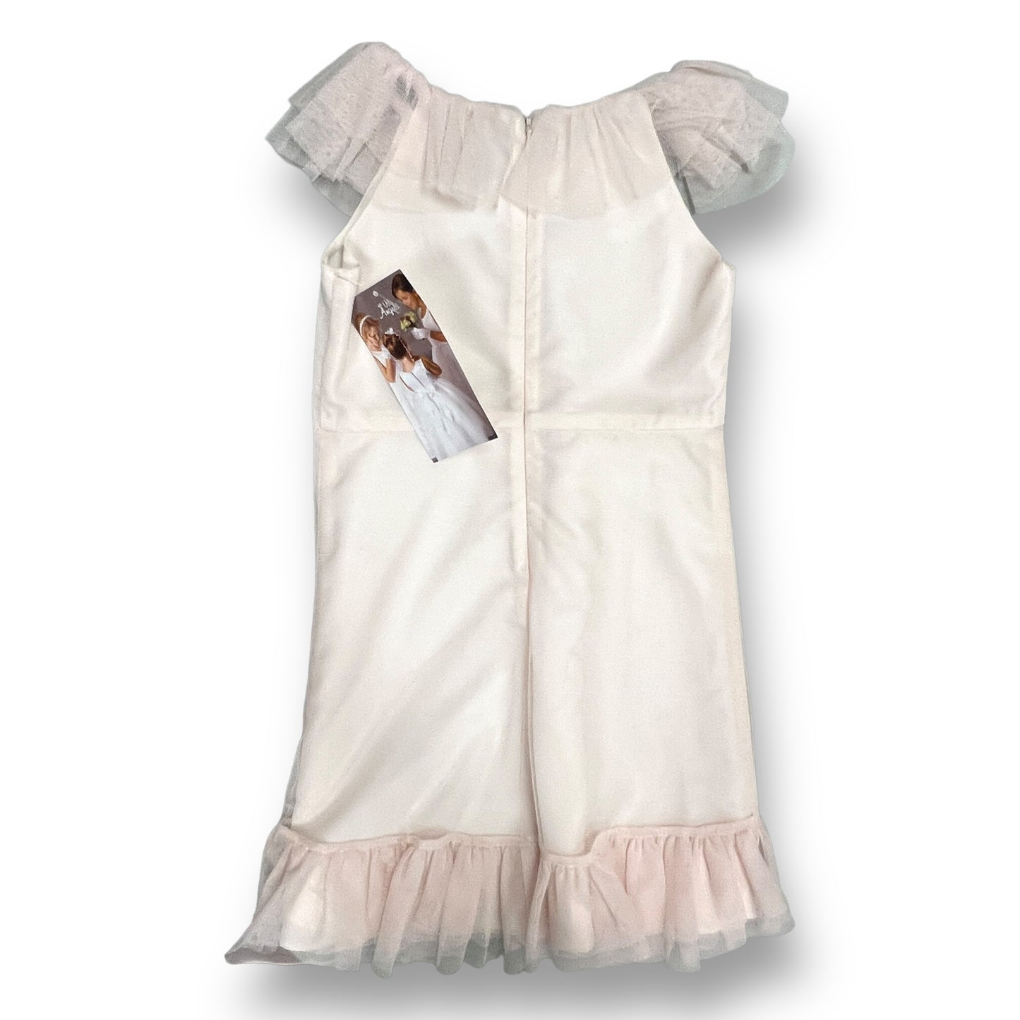 NEW! Us Angels Girls Size 6 Ruffled Hem Flutter Sleeve Flower Girl Dress