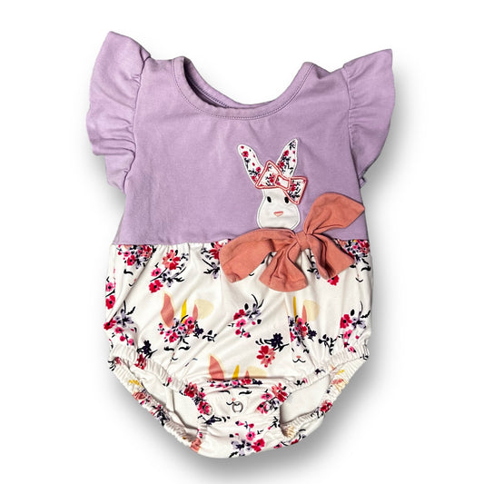 Girls Specialty Size 6-12 Months White & Purple Floral Bunny Romper