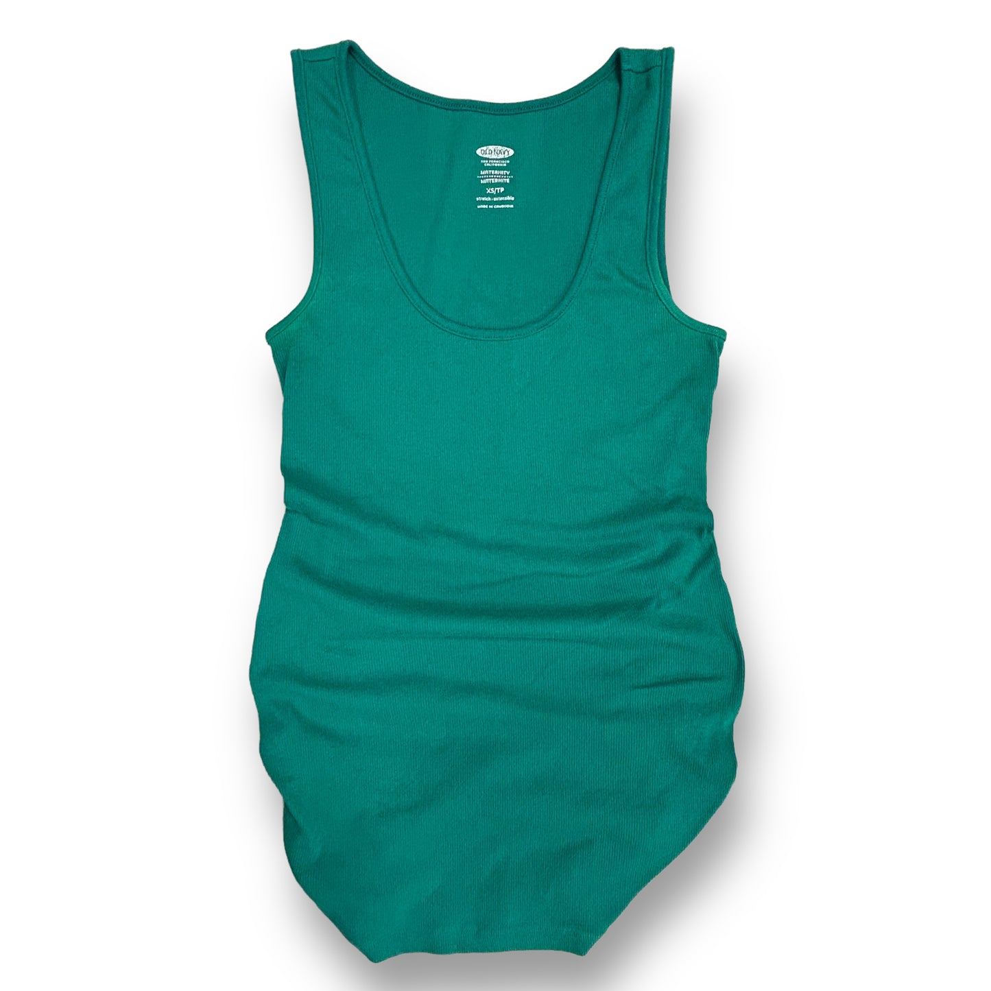 Old Navy Maternity Size XS Cinched Tank Emerald Green Ribbed Cotton Top