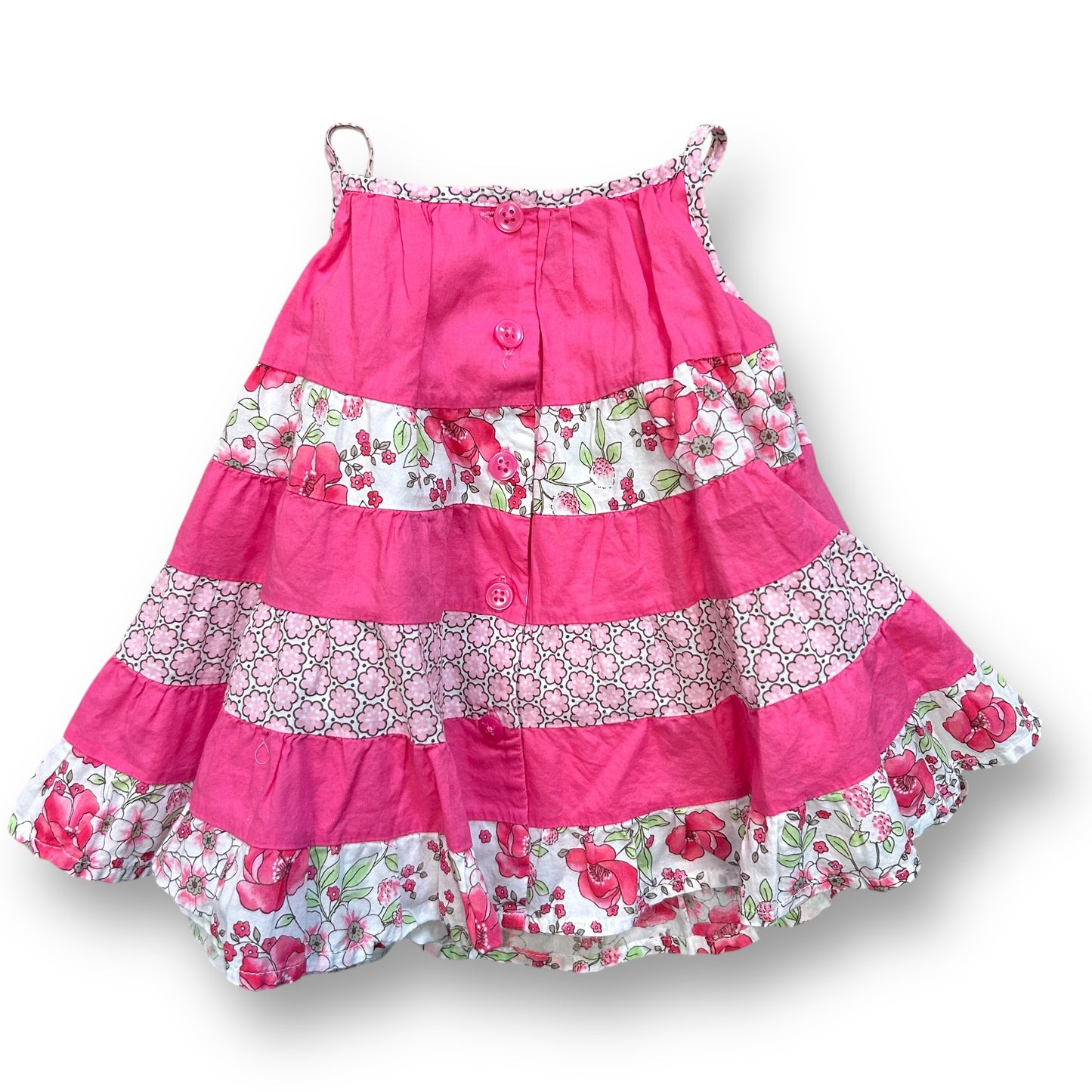 Baby Girl Outfit Size 9 Months Pink & Aqua Floral Print Short Sleeve Pants Set