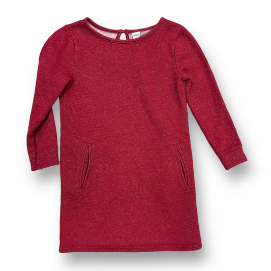 Old Navy Girls Size 5 Maroon Long Sleeve Sparkly Cotton Dress with Pockets