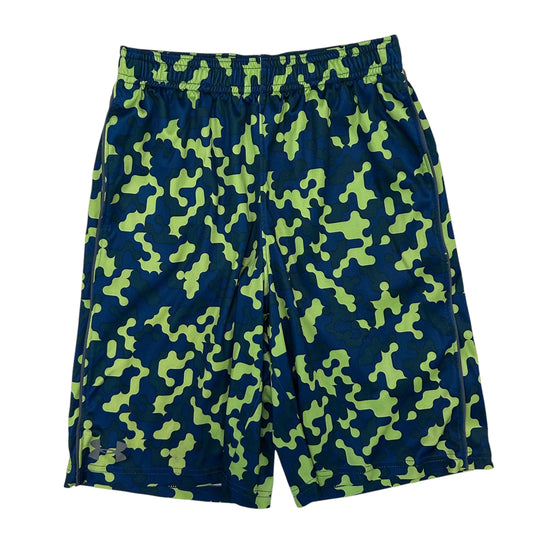 Boys Under Armour Size 10/12 YMD Blue & Green Camo Loose Fit Athletic Shorts