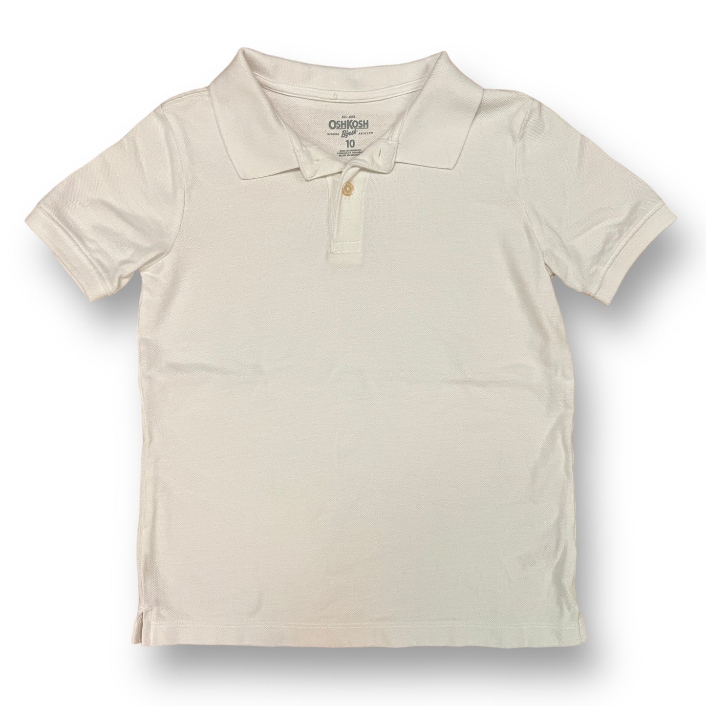 OshKosh Youth Boys Size 10 Short Sleeve Classic White Polo Shirt