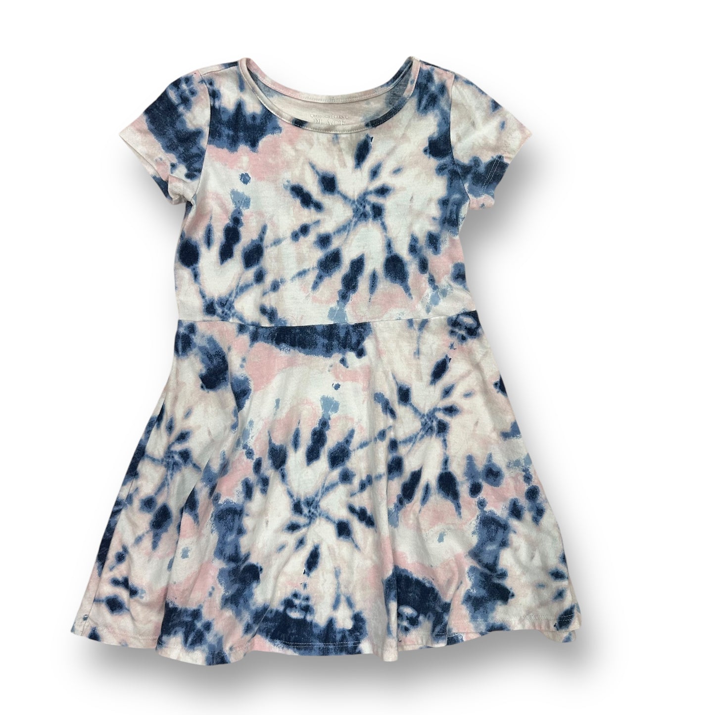Children's Place Girls Size 5T Pink and Blue Tie Dye Cotton Twirl Dress