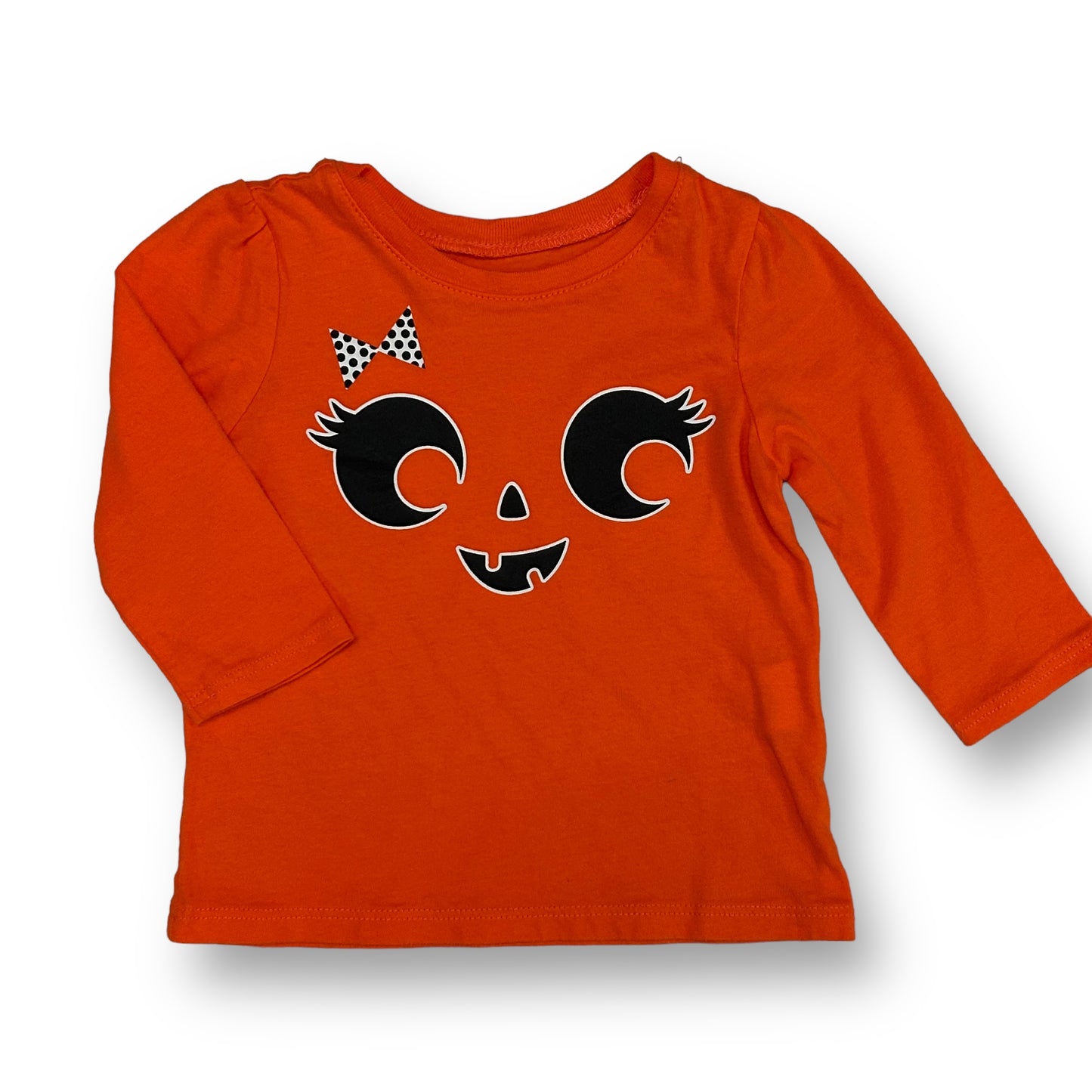 Girls Children's Place Size 6-9 Months Orange Halloween Pumpkin Shirt