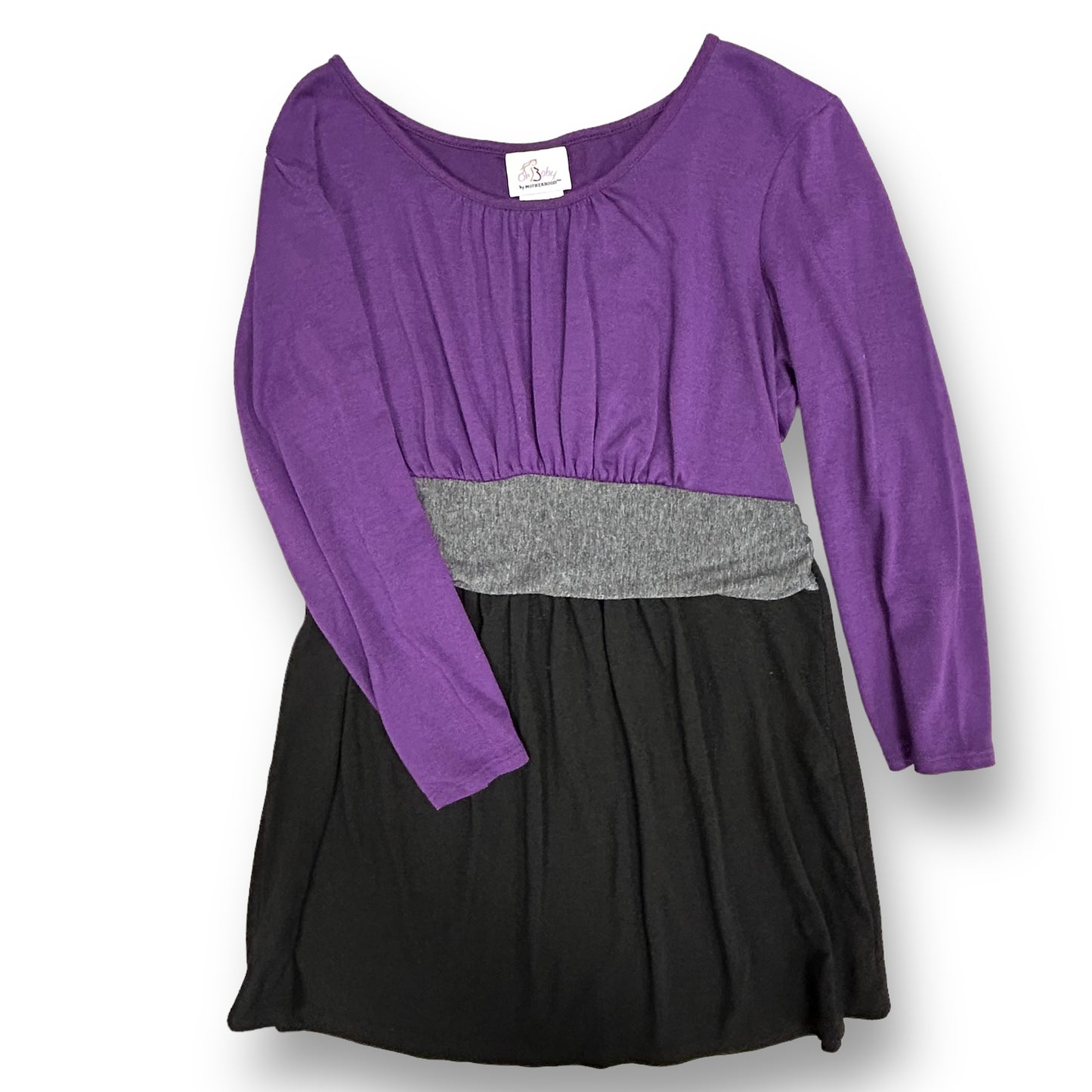 Motherhood Small Maternity Blouse Purple and Black Cotton 3/4 Sleeve Top