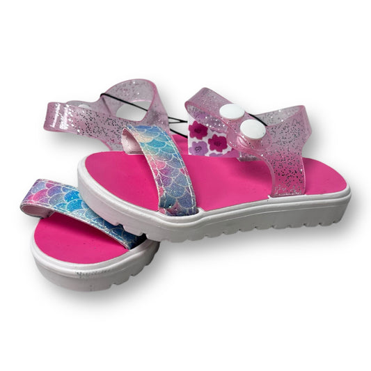 NEW! Chatties Toddler Girl Size 5/6 Pink & Blue Mermaid Snap Sandals