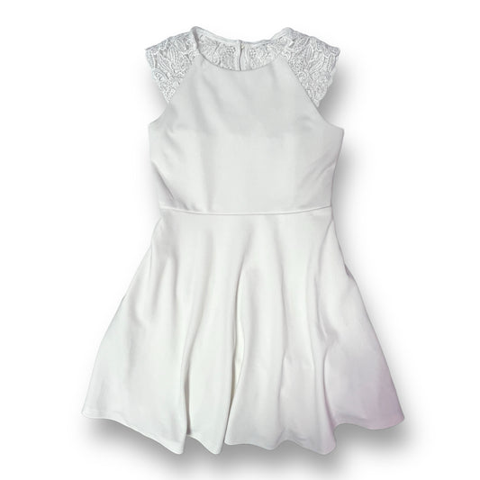 Girls Speechless Size 12 White Fancy Zipper-Back Lace Accent Dress