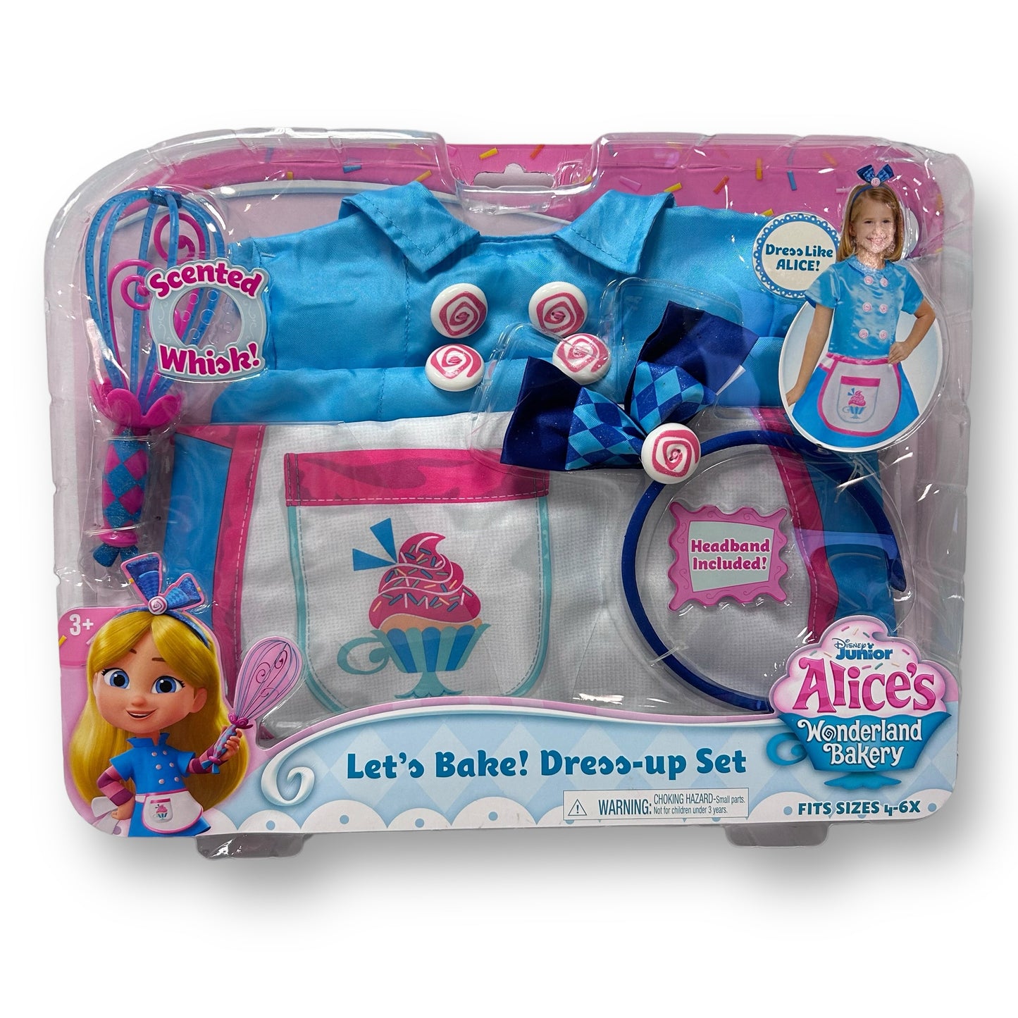 NEW! Disney Princess Alice in Wonderland Bakery Kit Dress-Up Set, Girls Size 4-6