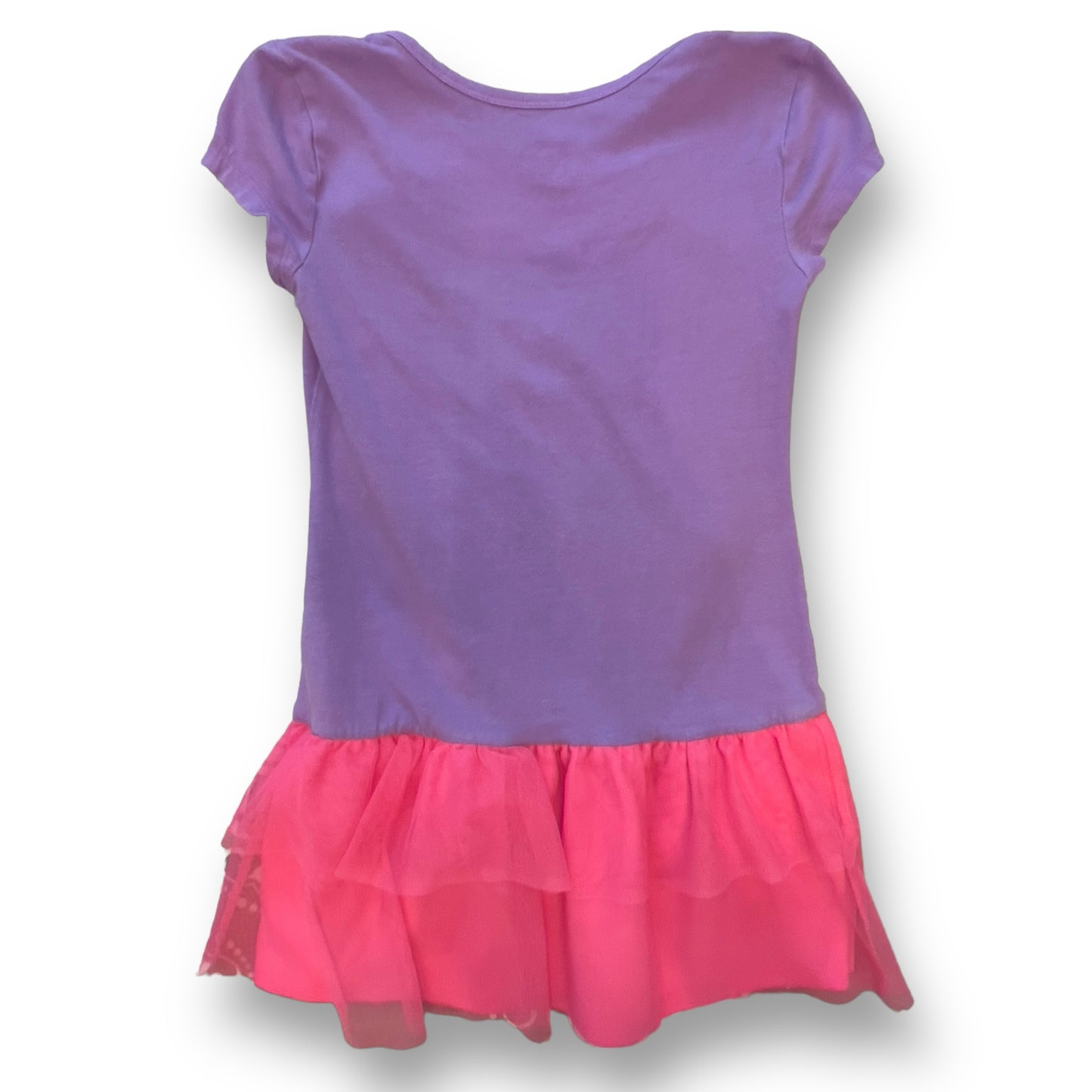 Girls Size 6 Short Sleeve Top Pink & Purple Hope Peace Love Tulle Bottom Tunic