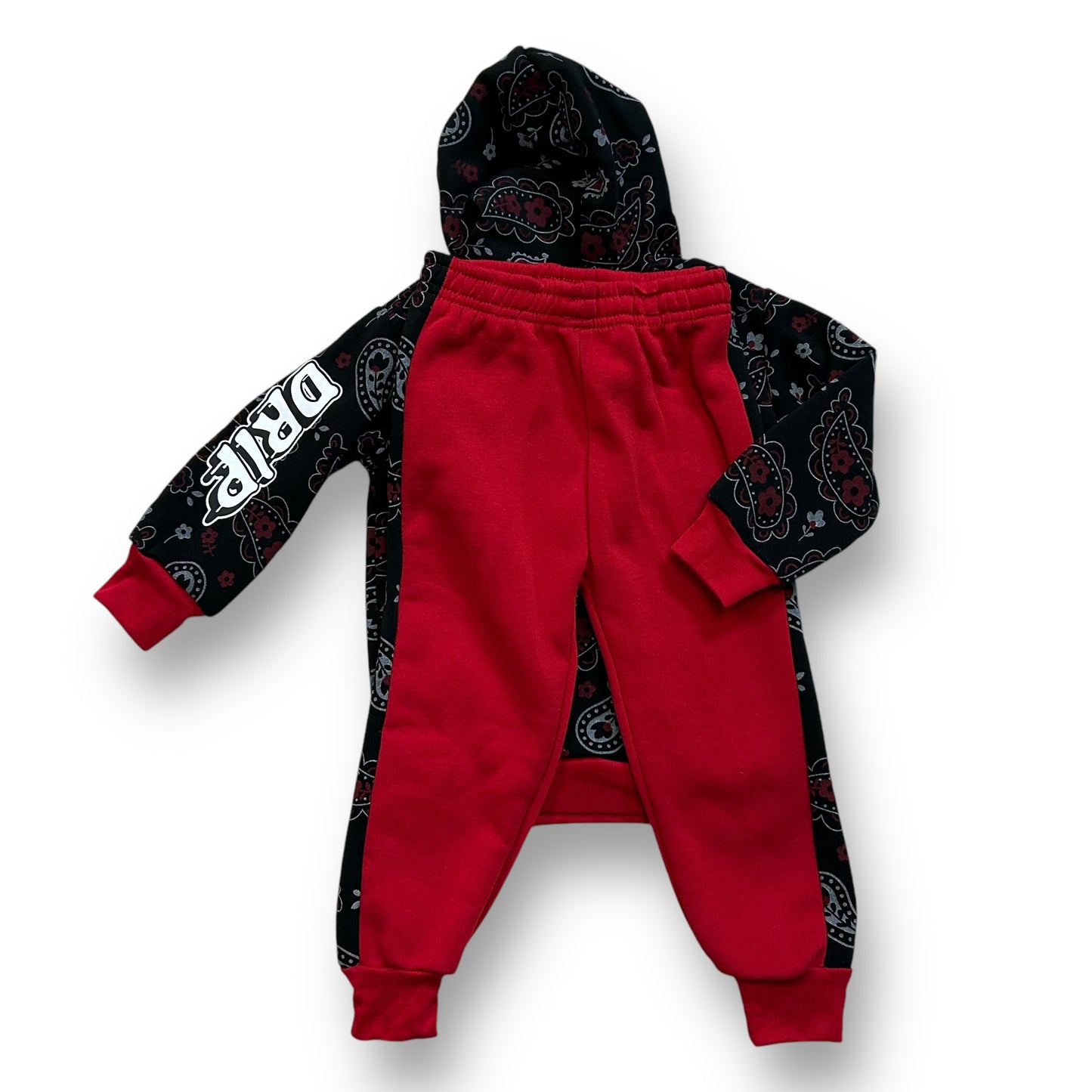 NEW! Toddler Boys Size 2T Outfit Red and Black Hoodie and Sweatpants Set