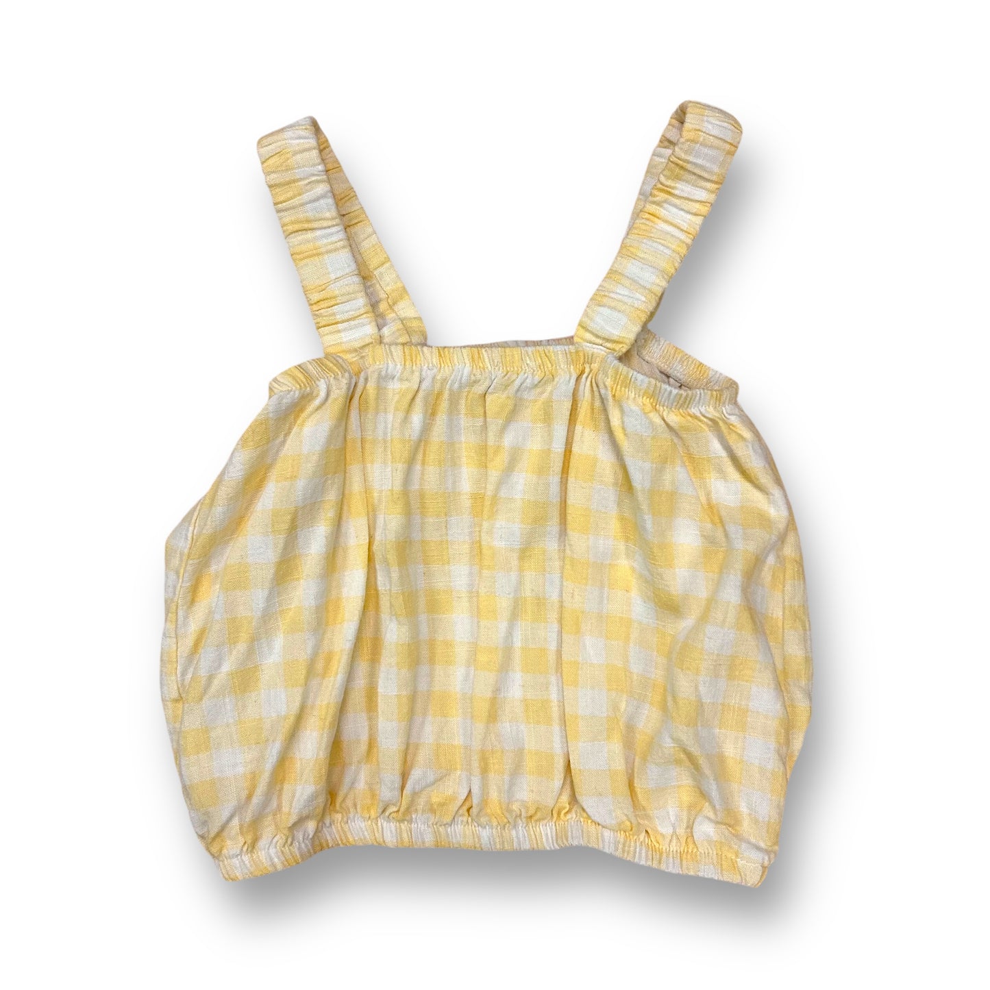 Jessica Simpson Girls Size 6X Tank Yellow Gingham Button Accent Crop Top