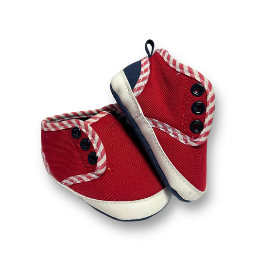 Mon Caramel Baby Boy Size 0-3 Months Red & Navy Soft Sole Shoes