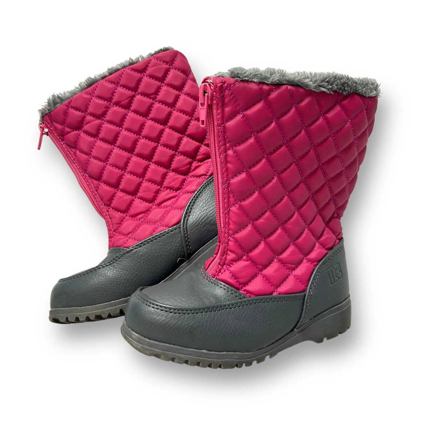 Rugged Outback Big Girl Size 11 Pink & Gray Faux Fur Zippered Snow Boots