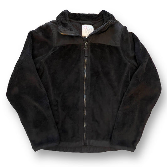 Girls Children's Place Size 7/8 Black Faux Fur Lightweight Zippered Jacket
