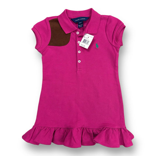 NEW! Girls Ralph Lauren Size 2T Pink Knit Ruffle Bottom Dress