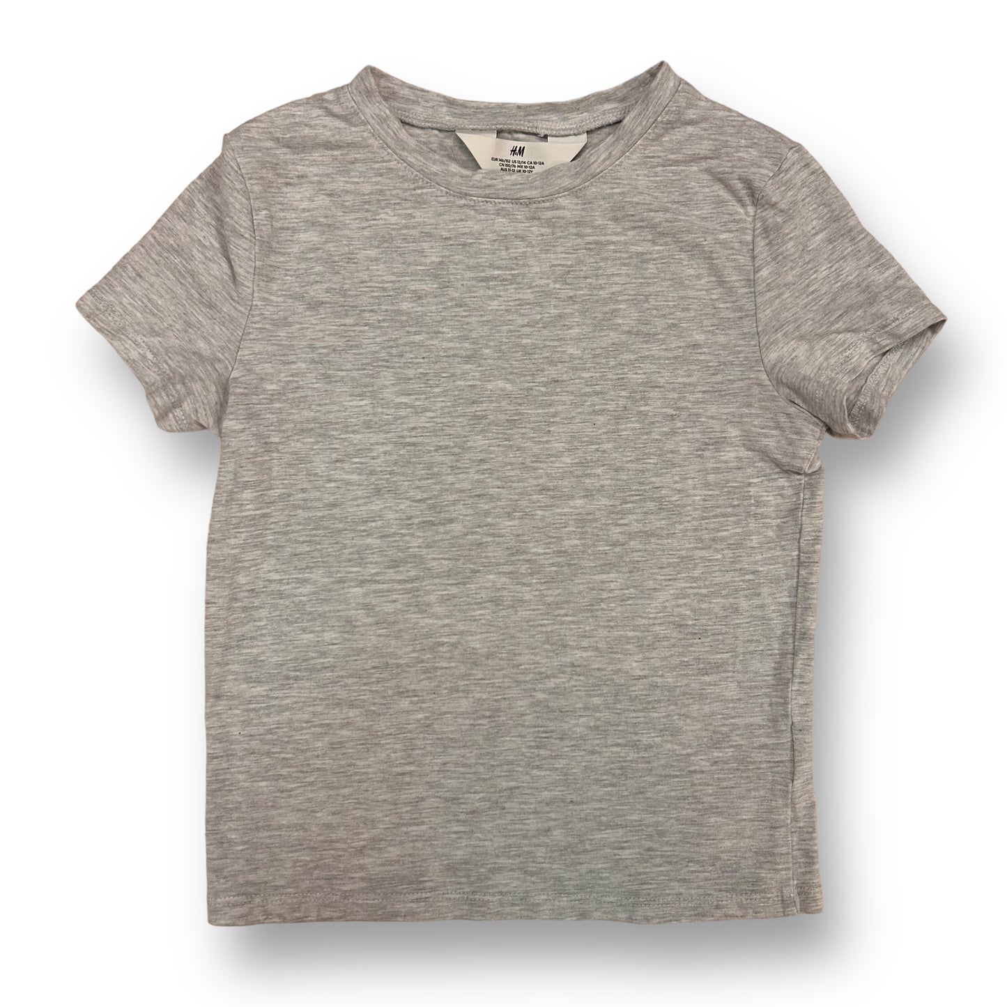 H&M Youth Girl Size 12/14 Light Gray 100% Cotton Short Sleeve Shirt