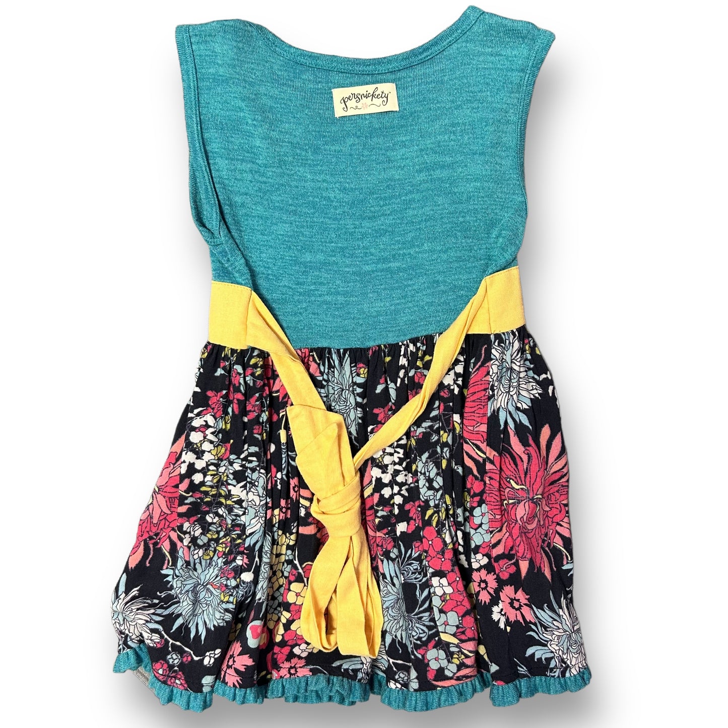 Persnickety Girls Size 7 Boutique Top Floral Tie-Back Sleeveless Blouse