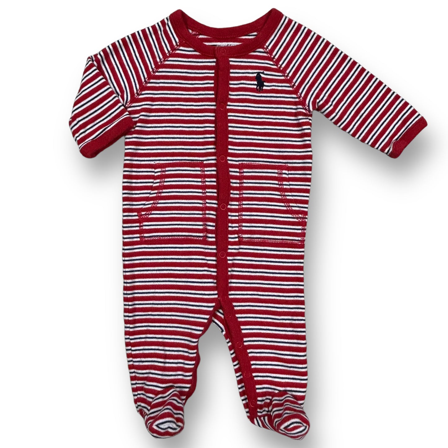 Boys Ralph Lauren Size 3 Months Red White Blue Striped Footie One-Piece