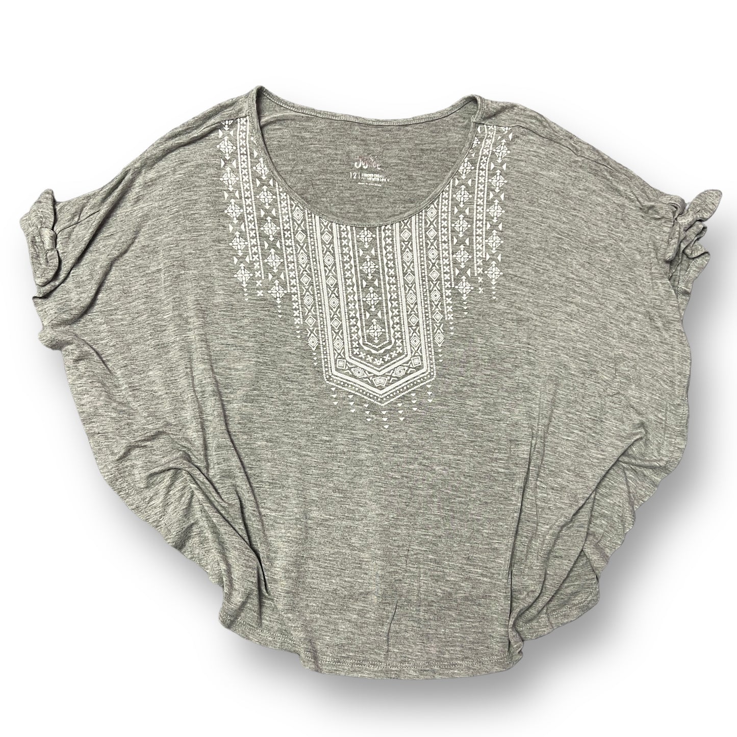 Girls Size 12 Youth Gray Fit and Flare Boho Style Blouse