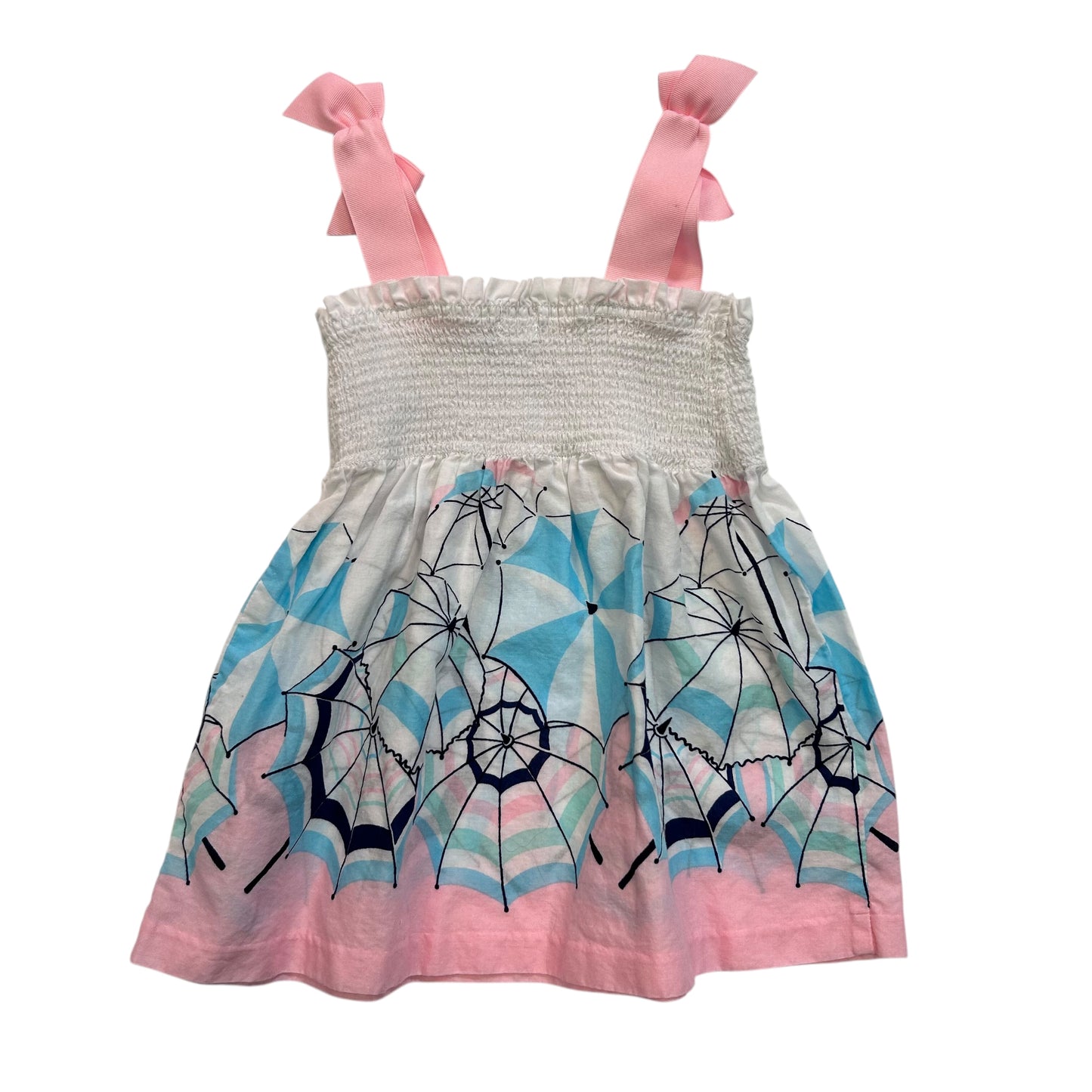 Janie and Jack Girls Size 3-6 Months Smocked Sunbrella Dress with Bows