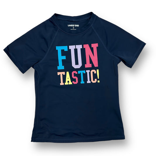 Lands End Swimwear Girls Size 5/6 Navy Bathing Suit Rash Guard